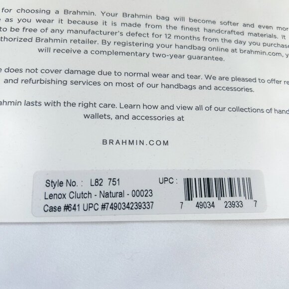 Brahmin Lenox Clutch Natural Nantucket Leather Purse, Originally $298.00 - Picture 2 of 15